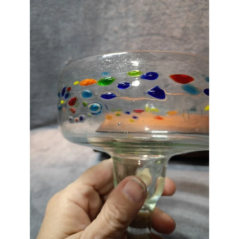 Handmade Mexican Recycled Glass Margarita Glasses Set of 4 Amici Confetti